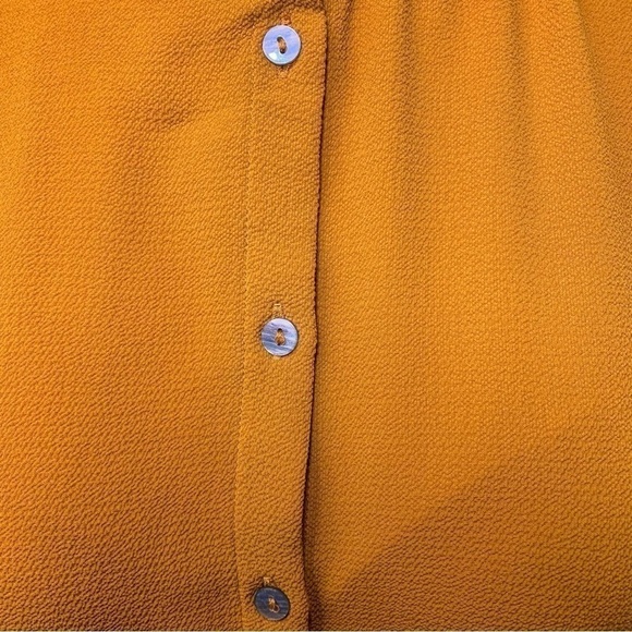 Jacqueline De Yong Rusty Orange Crepe Blouse Mandarin Collar Long Sleeves 36 EU - Picture 5 of 14